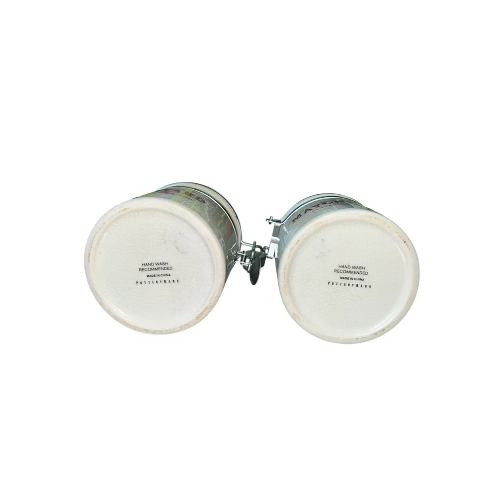 Pottery Barn 2pc Canister General Store‎ Condiments Mustard Mayonnaise